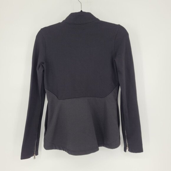 The Base womens medium black ribbed fitted zip Moto style full zip athletic - Picture 9 of 10